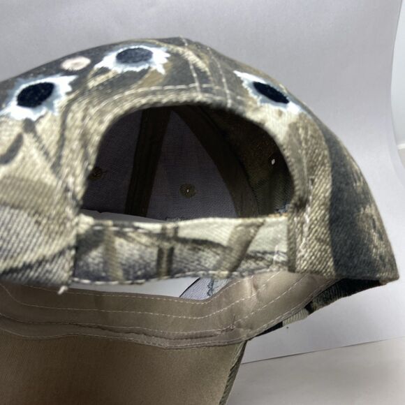 Camo Bullet Hole Adjustable Brown Green Embroidered Ball Cap NWT Acrylic - Picture 5 of 6